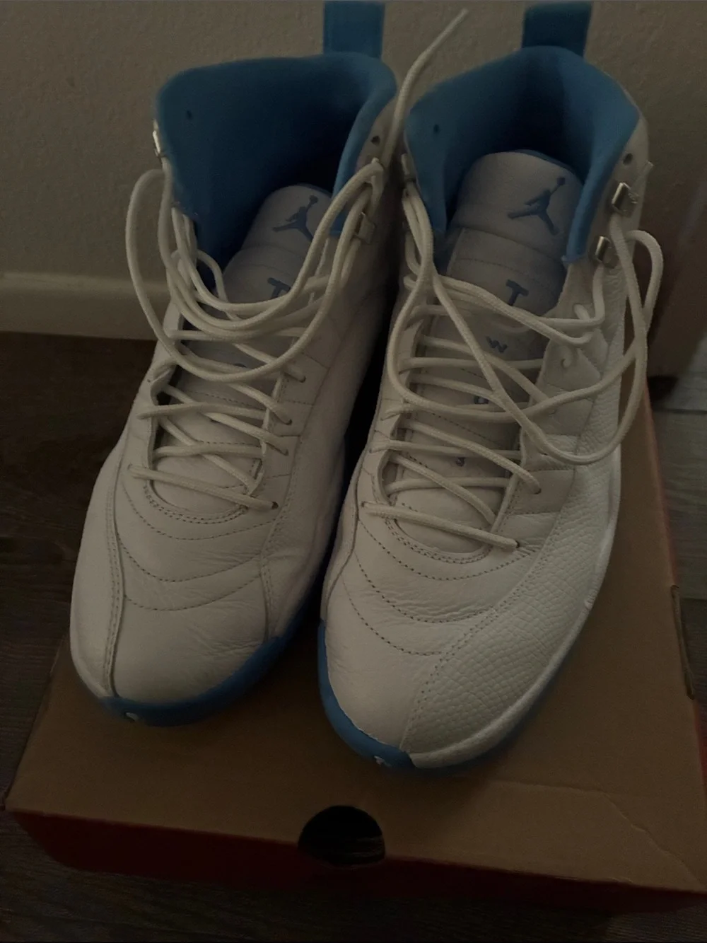 Jordan Men's White and Light Blue High-Top Basketball Sneakers